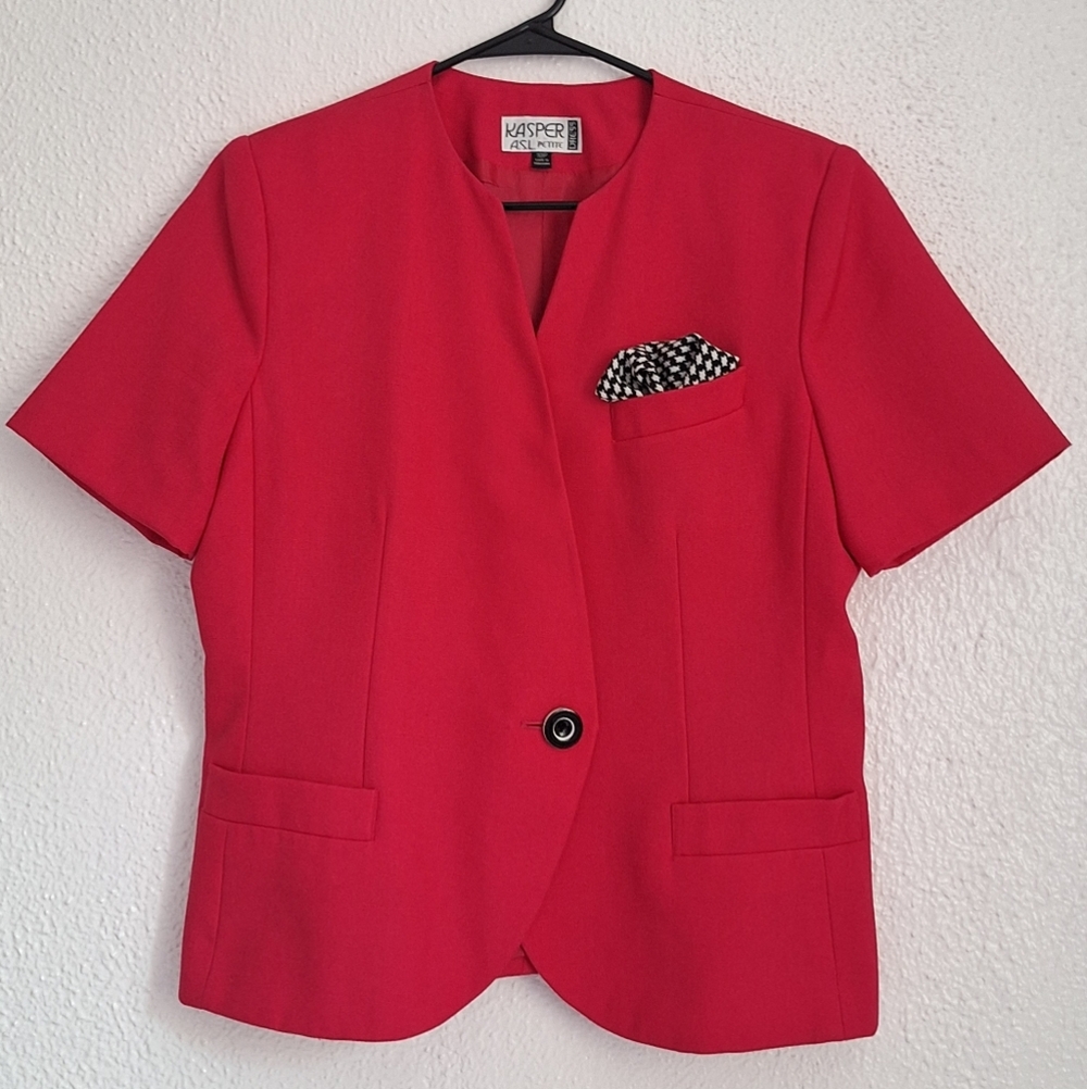 KASPER VINTAGE Pink Blazer Tailored Short Sleeve